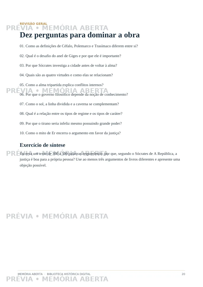 Quarta página de amostra do guia de Platão